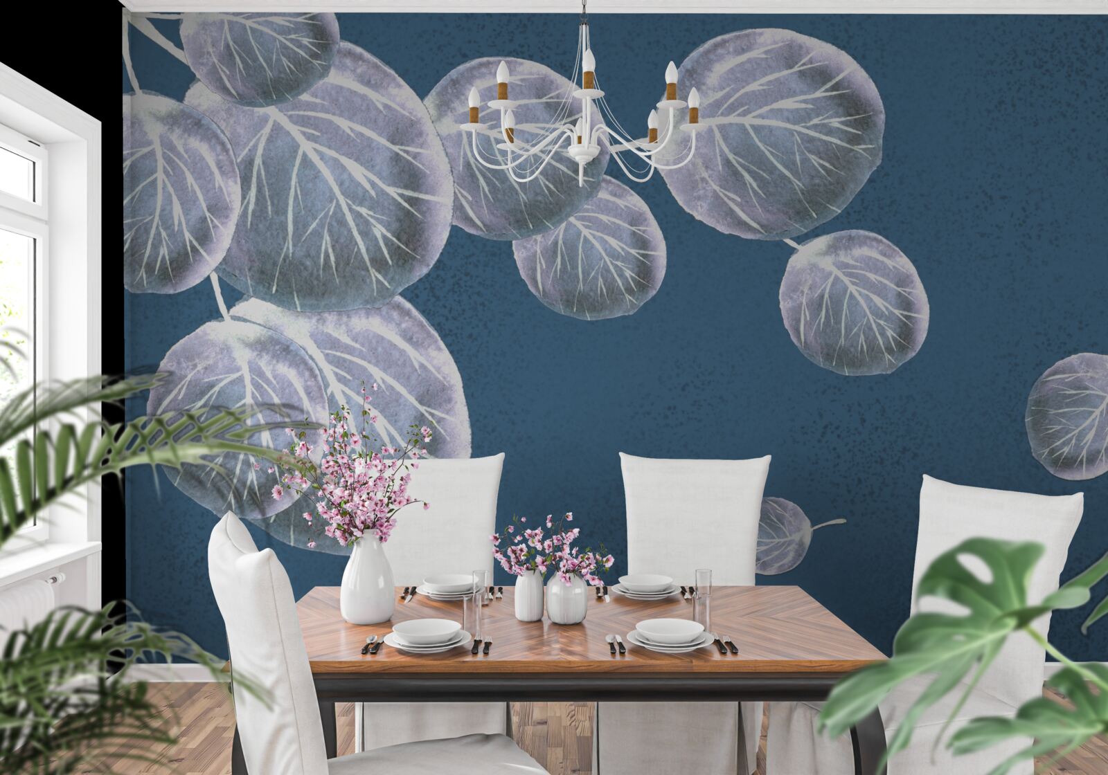 Fototapet frunze care cad pe cer