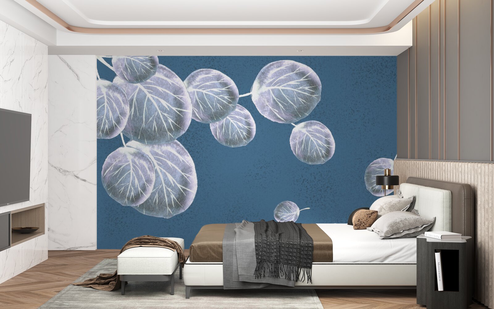 Fototapet frunze care cad pe cer