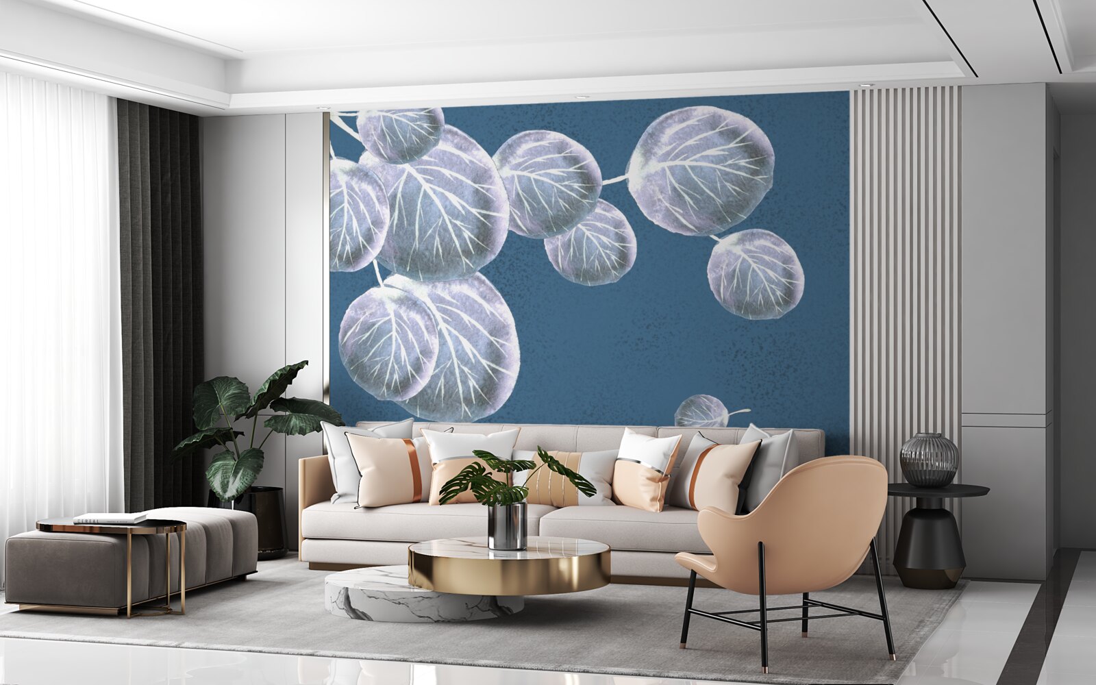 Fototapet frunze care cad pe cer