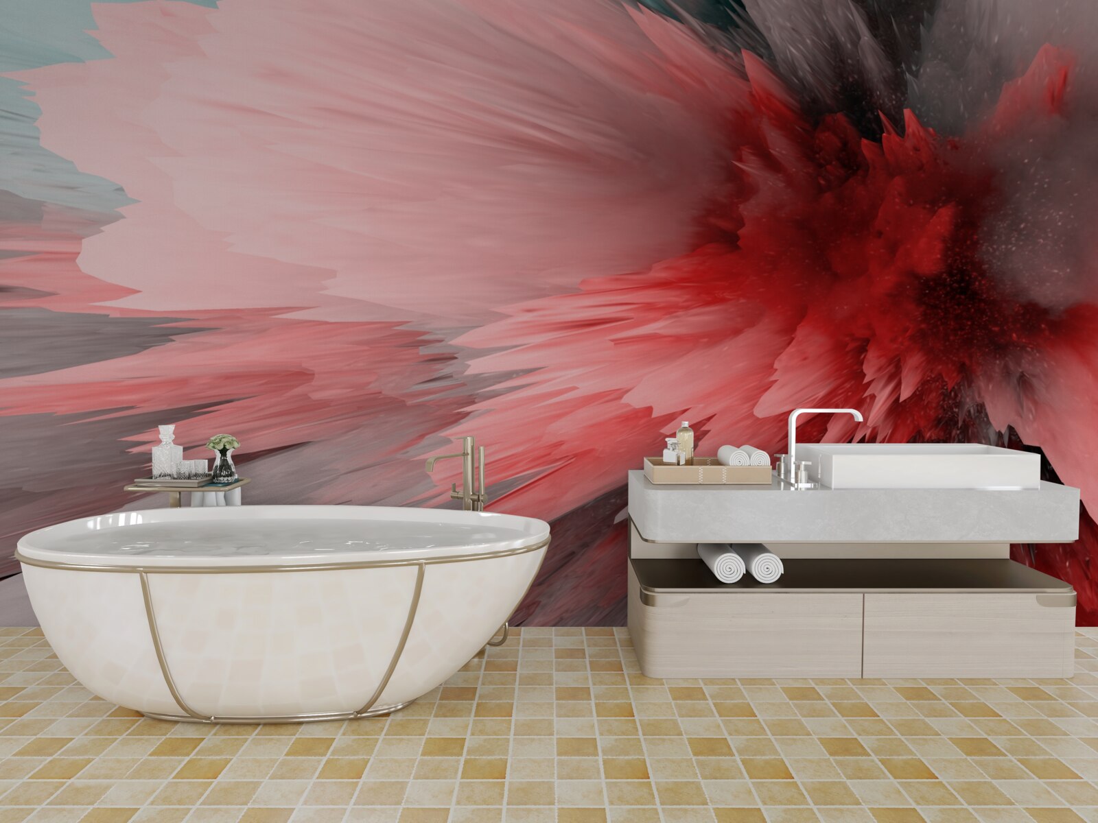 Fototapet Accent energic în nuanțe de cărămiziu