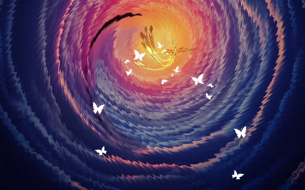 Fototapet abstracția este lumina într-o noapte întunecată