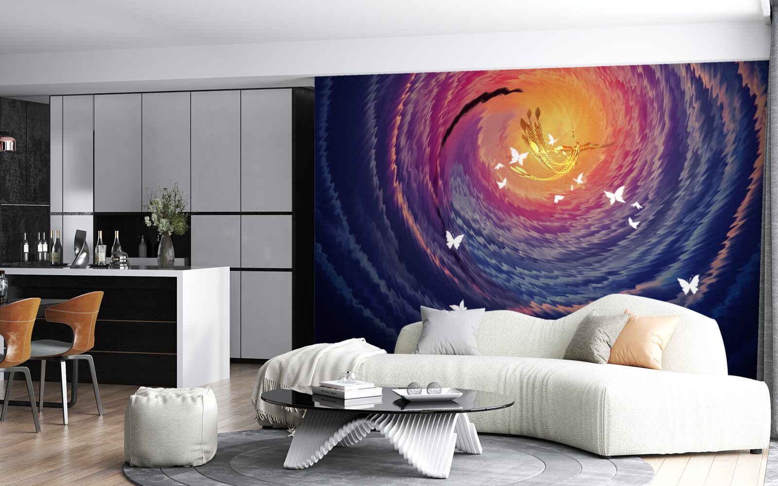 Fototapet abstracția este lumina într-o noapte întunecată