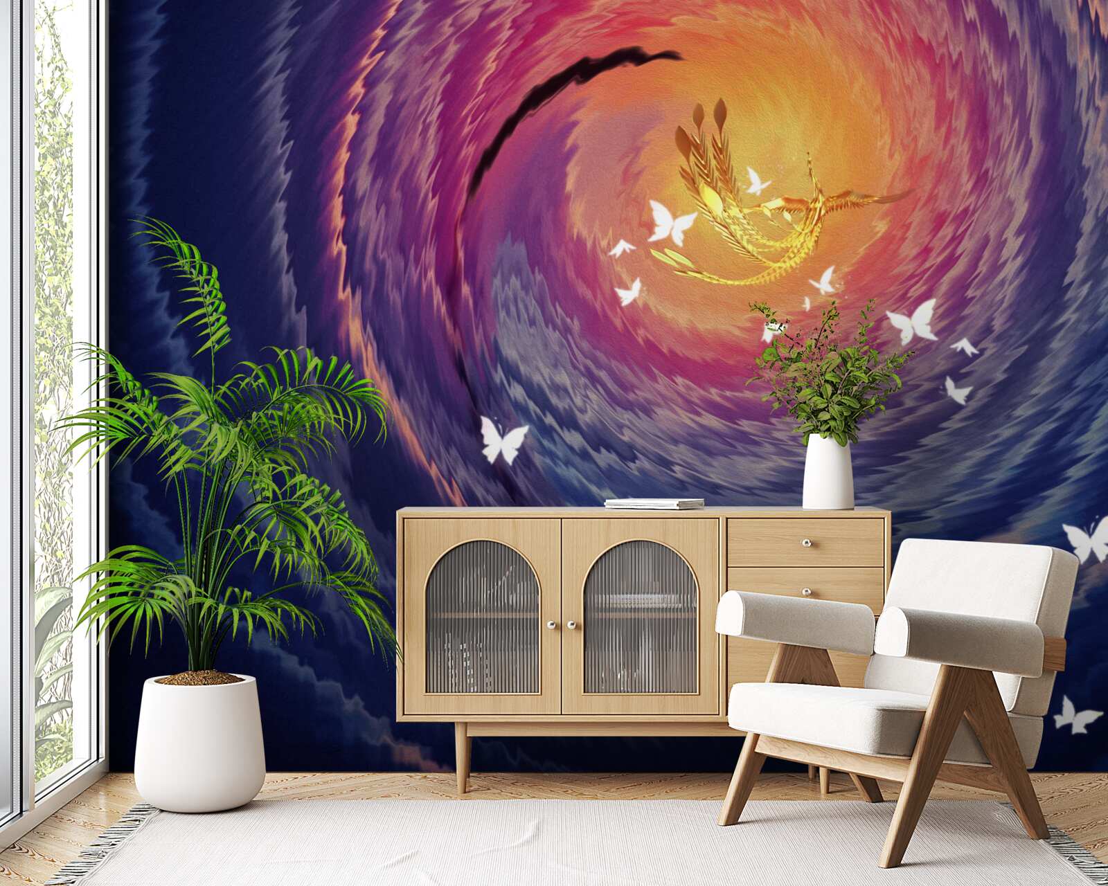 Fototapet abstracția este lumina într-o noapte întunecată