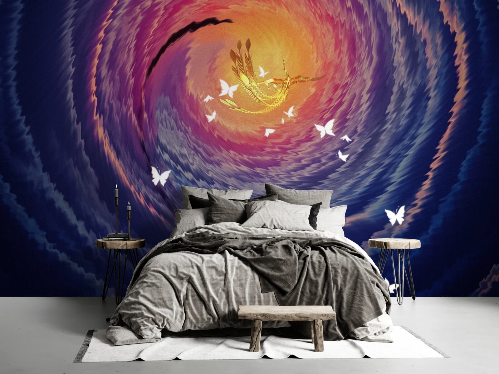 Fototapet abstracția este lumina într-o noapte întunecată