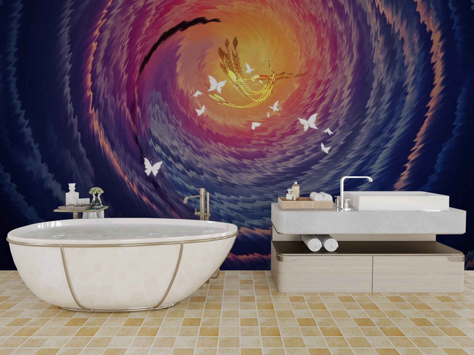 Fototapet abstracția este lumina într-o noapte întunecată