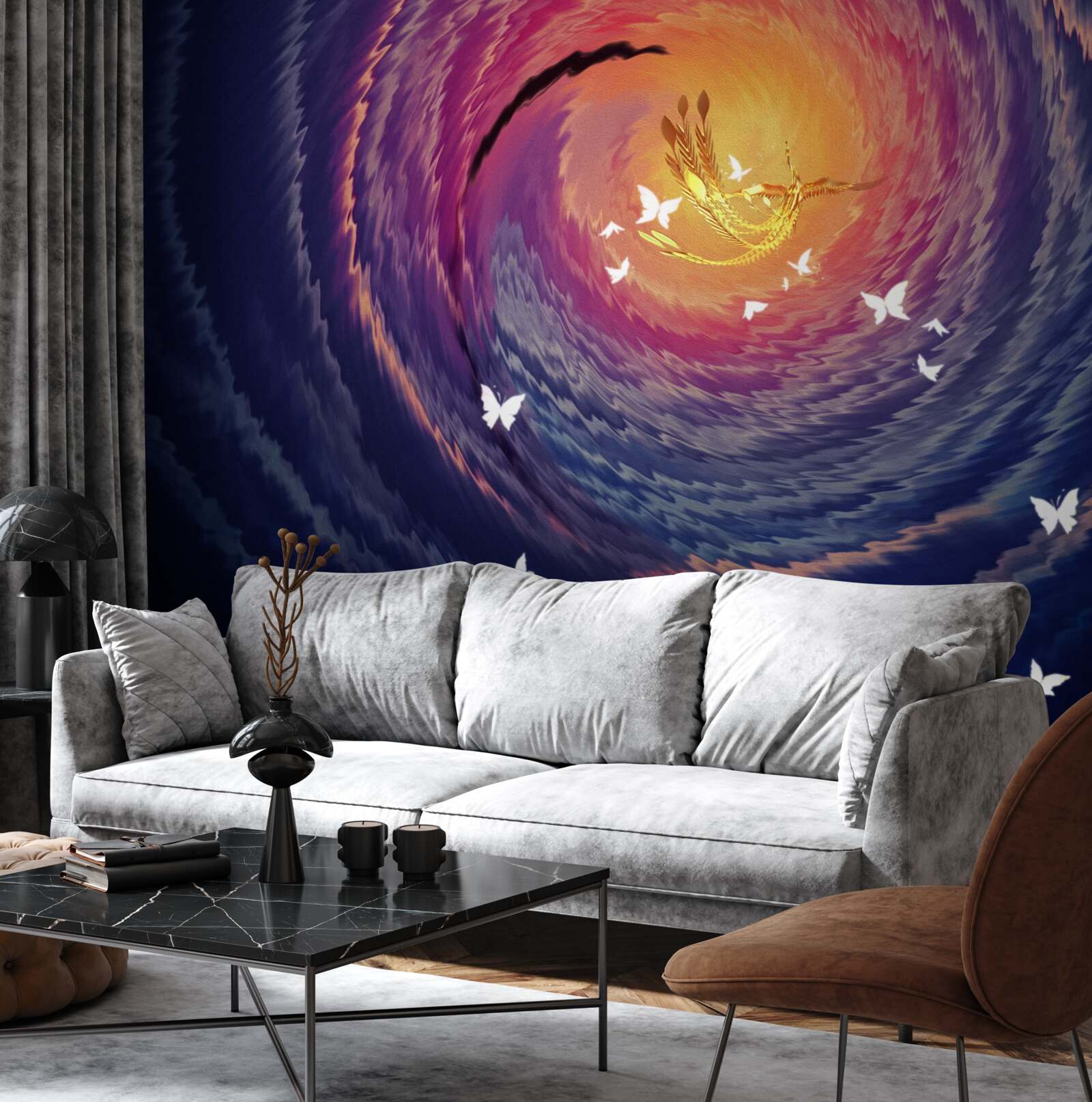 Fototapet abstracția este lumina într-o noapte întunecată