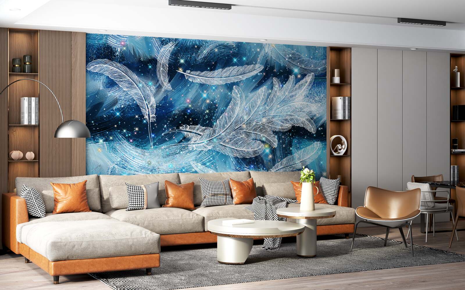 Fototapet un vânt puternic duce departe penele albe