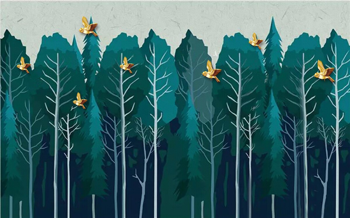 Fototapet imagine a unei păduri cu copaci foioși