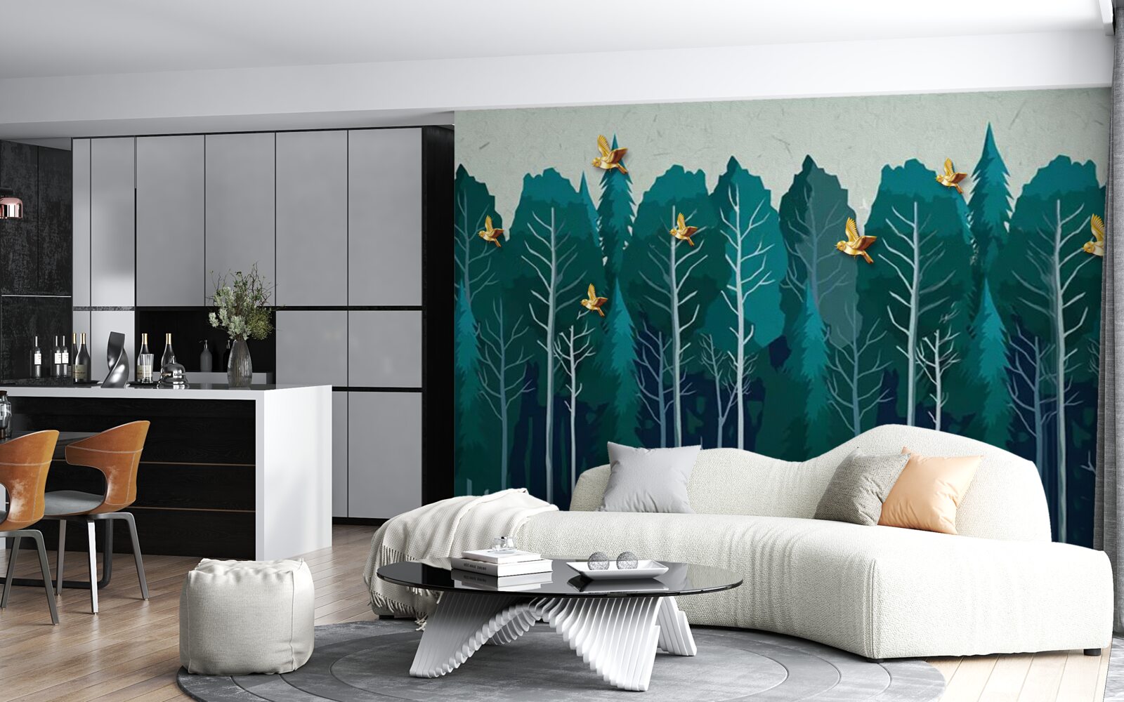 Fototapet imagine a unei păduri cu copaci foioși