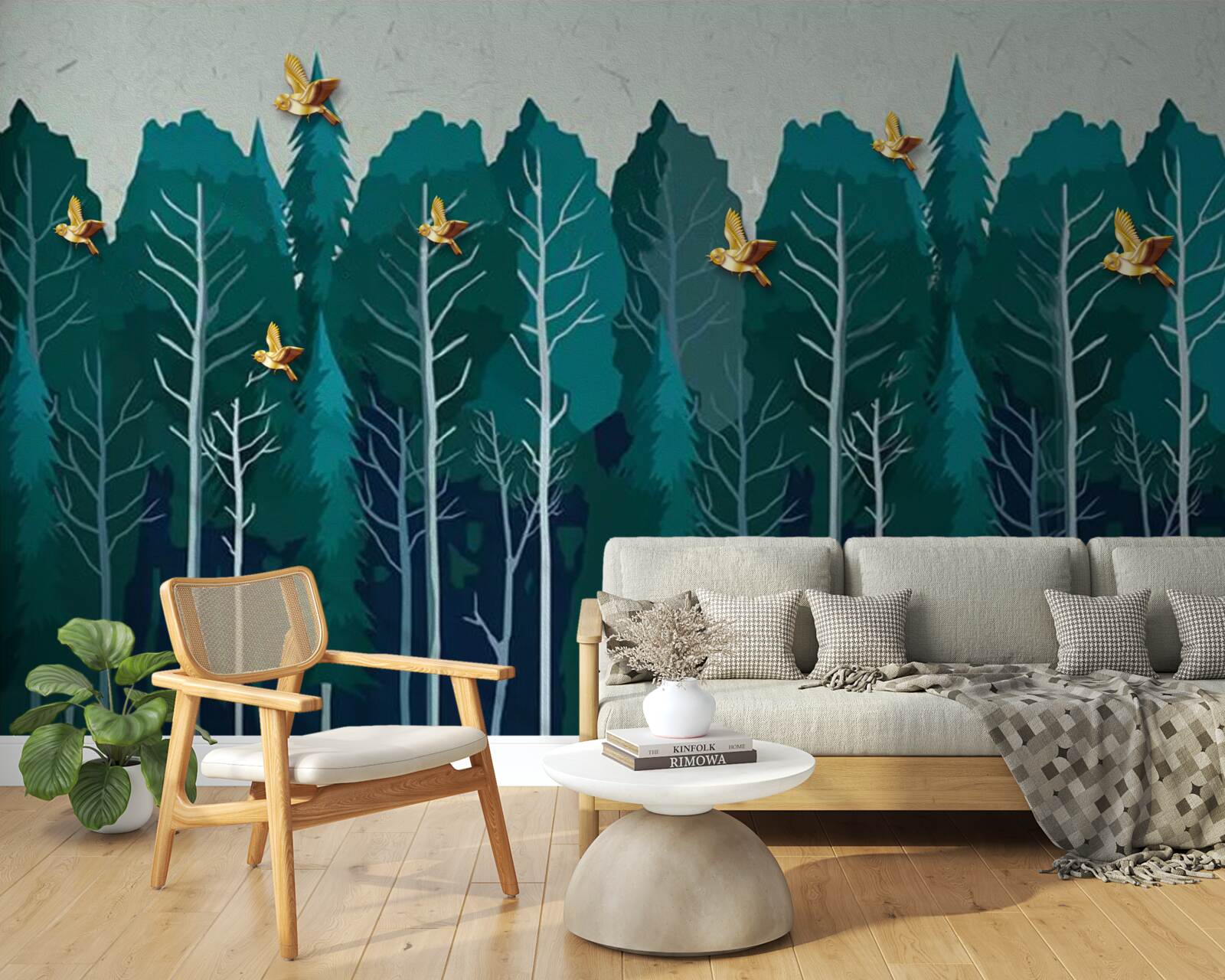 Fototapet imagine a unei păduri cu copaci foioși