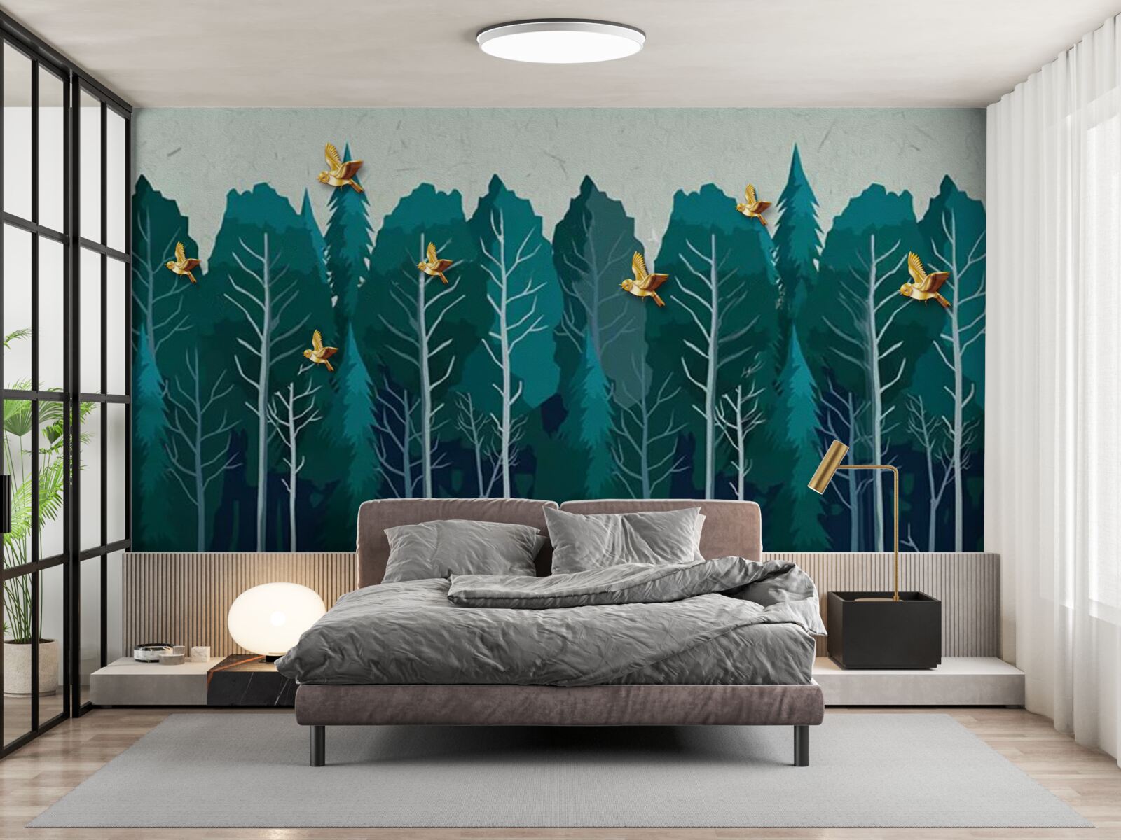 Fototapet imagine a unei păduri cu copaci foioși