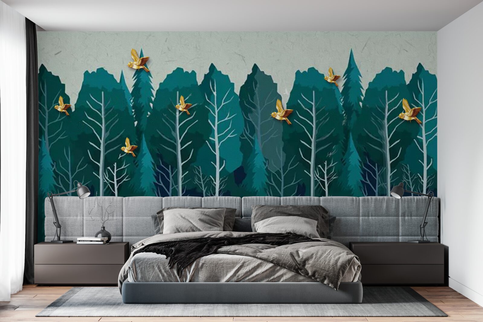 Fototapet imagine a unei păduri cu copaci foioși