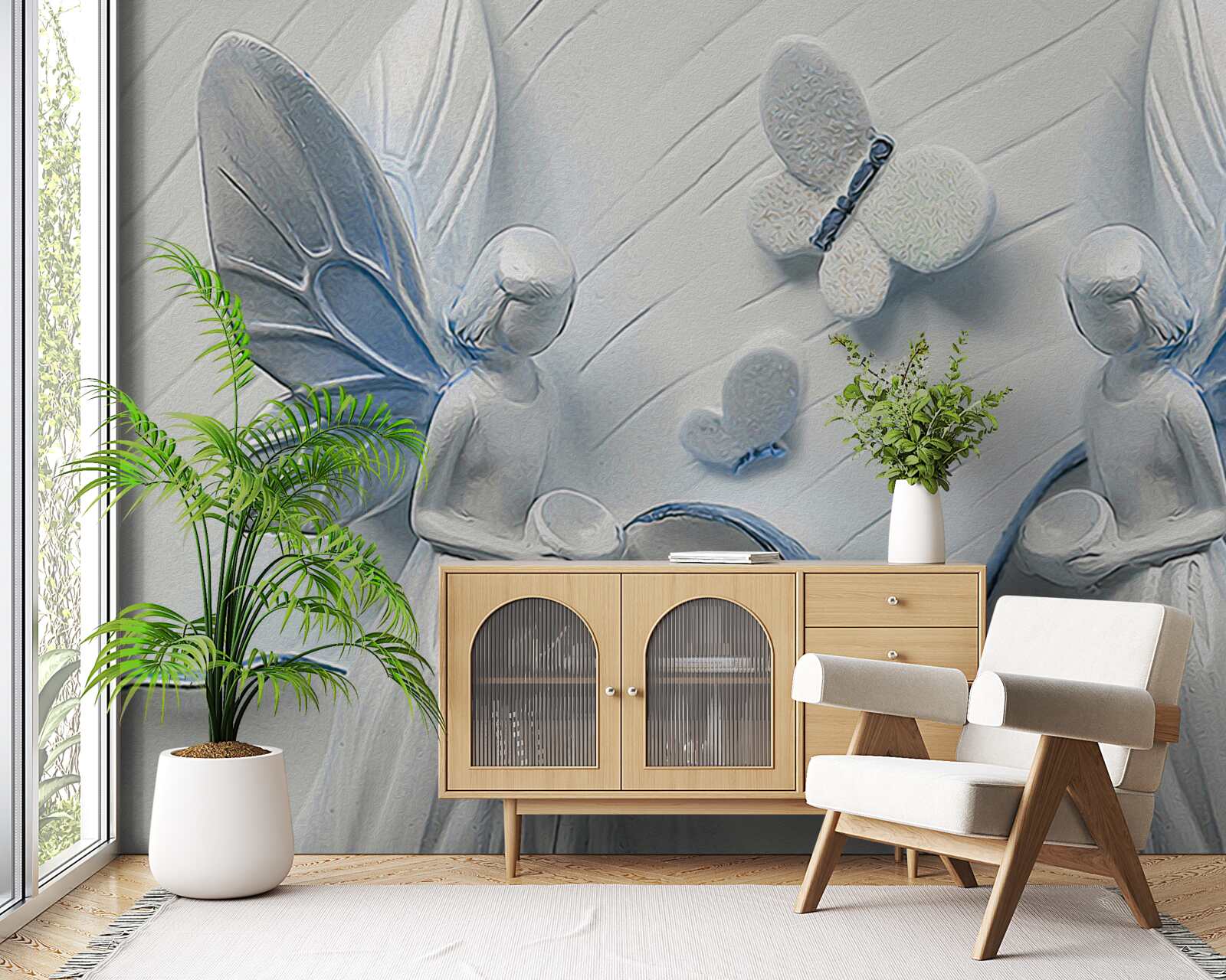 Fototapet femei cu aripi de fluture