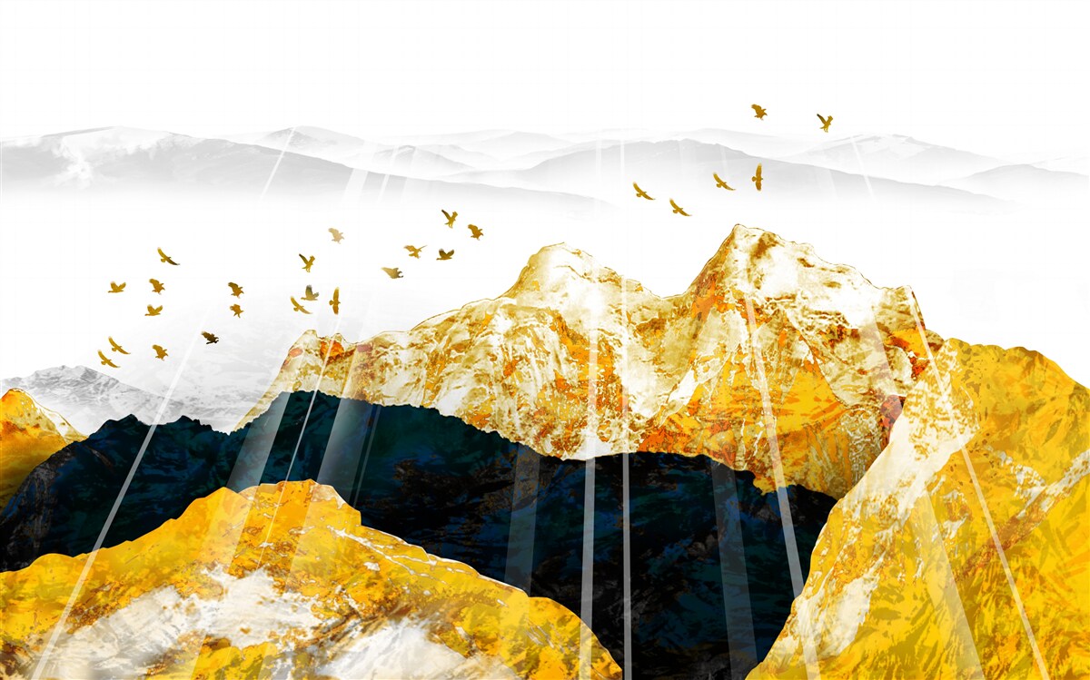 Fototapet imagini cu arbori de frasin în schimbare care luminează o pădure aurie