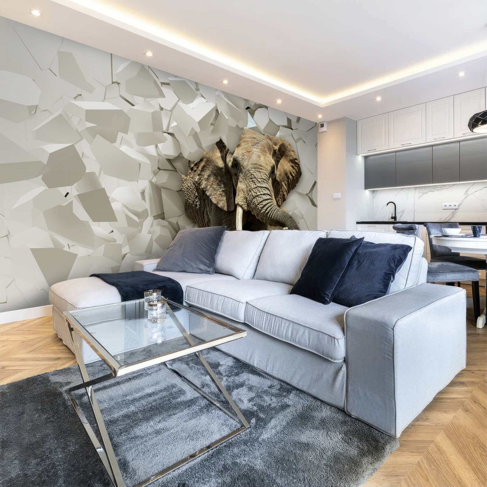 Fototapet Zid distrus de un elefant