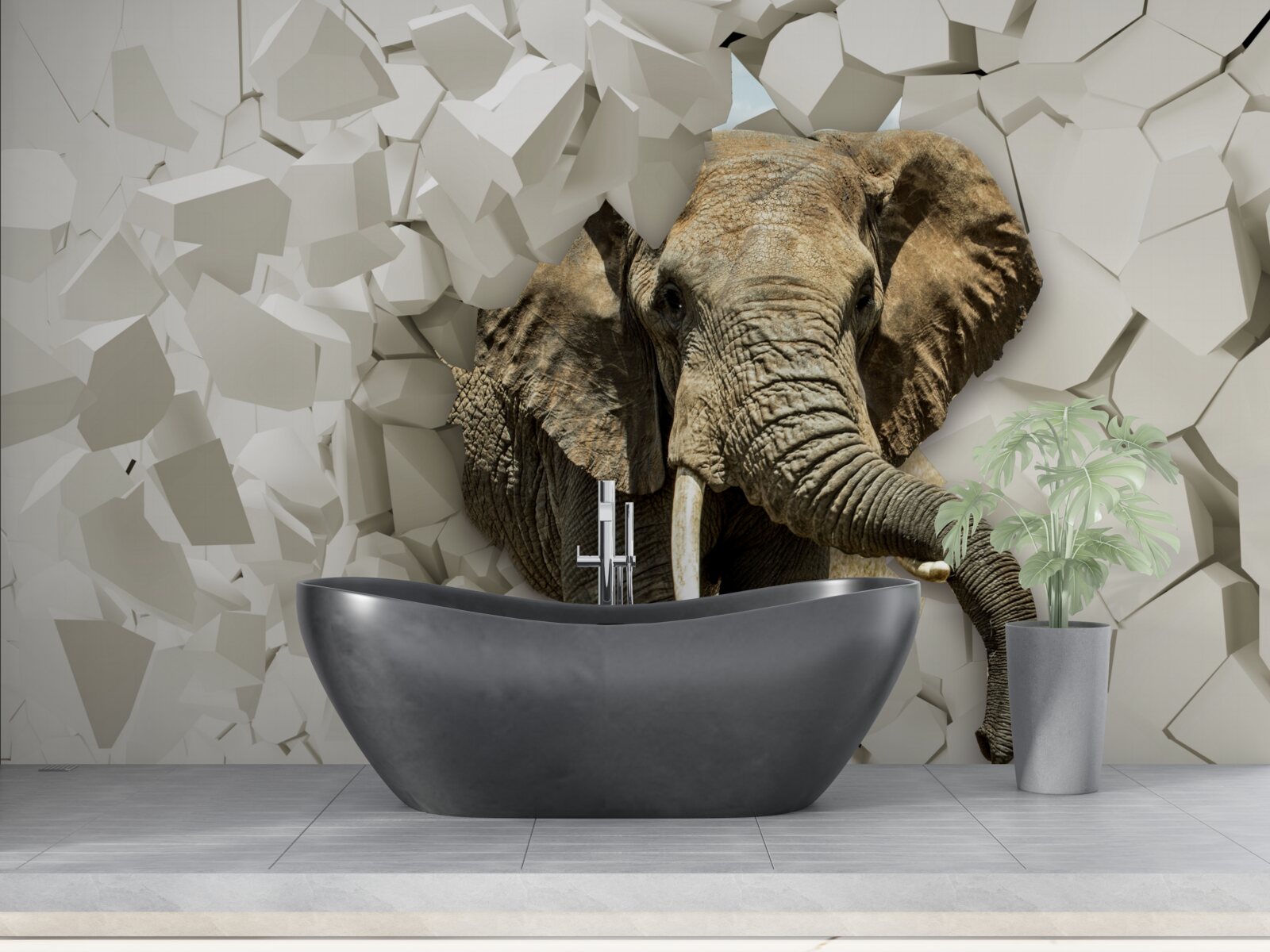 Fototapet Zid distrus de un elefant