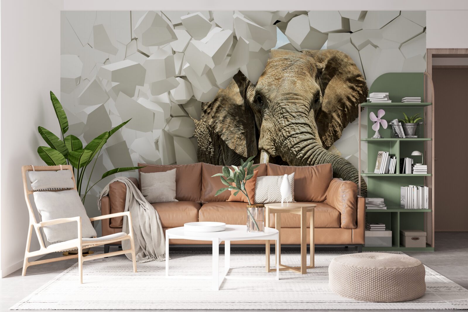 Fototapet Zid distrus de un elefant