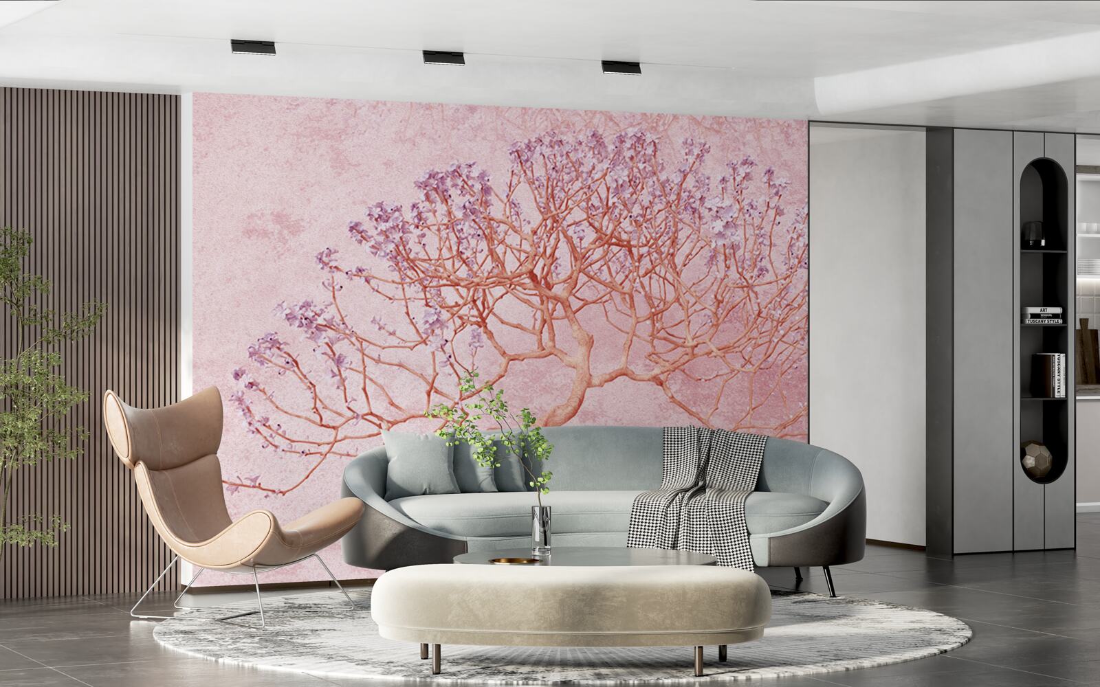 Fototapet copac înflorit cu flori roz delicate