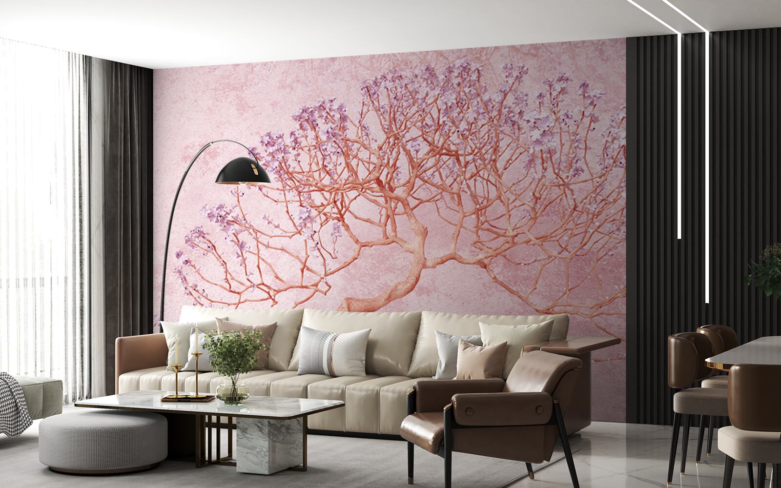 Fototapet copac înflorit cu flori roz delicate