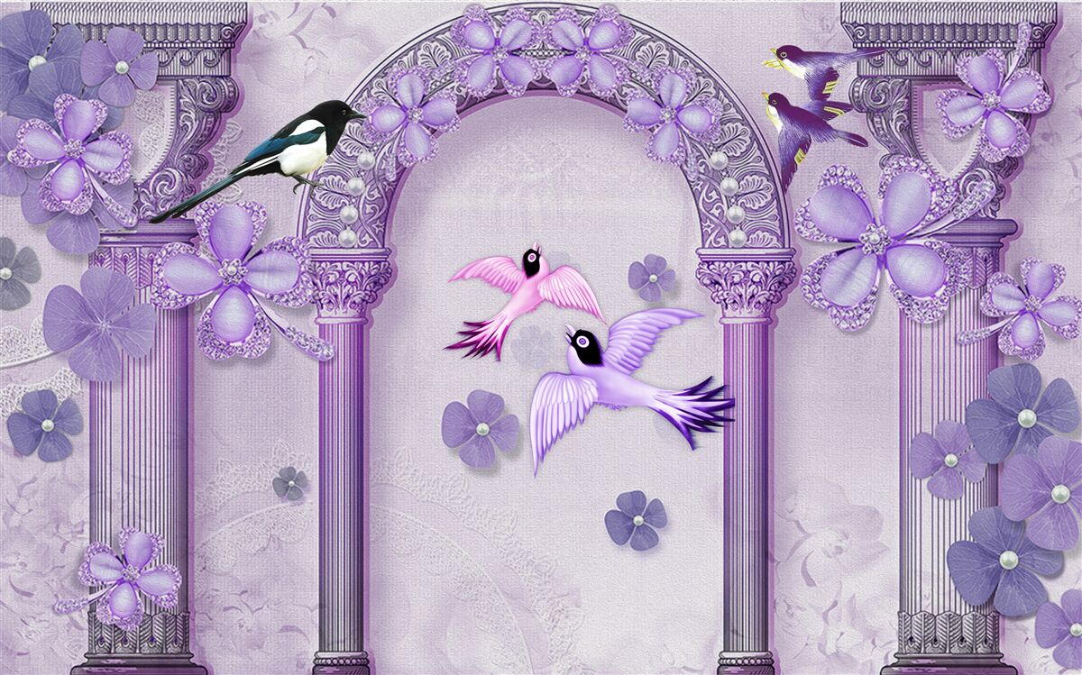 Fototapet Arc de flori în nuanțe de violet