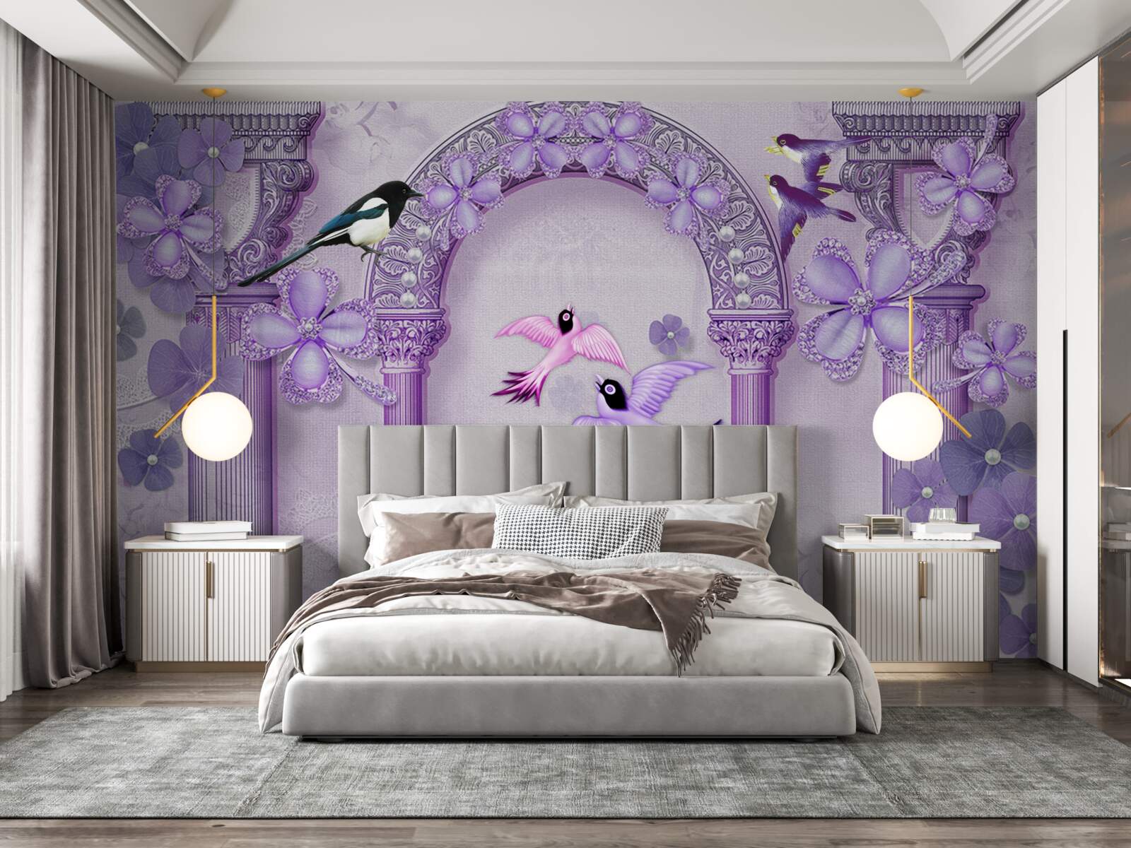 Fototapet Arc de flori în nuanțe de violet