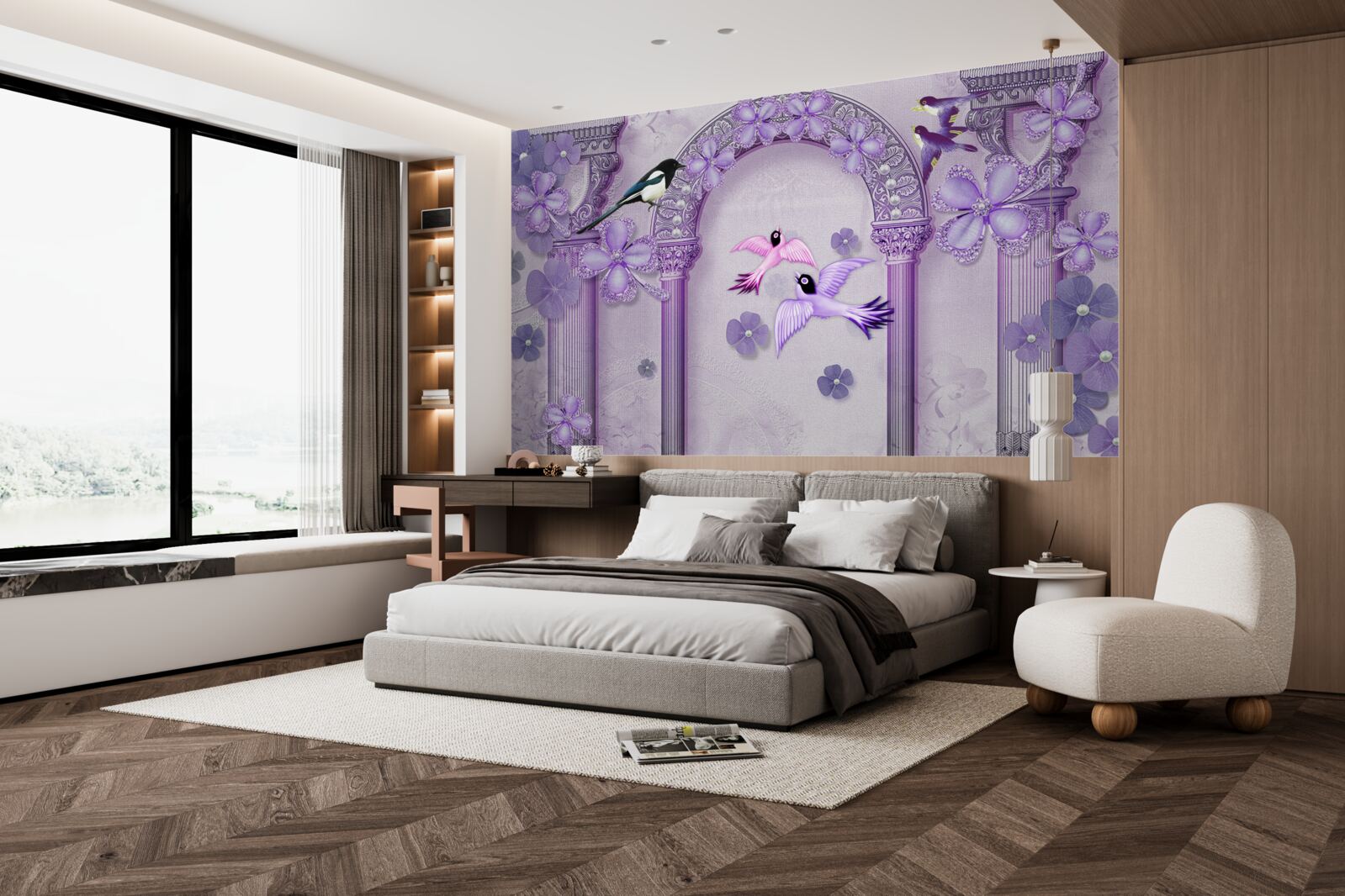 Fototapet Arc de flori în nuanțe de violet