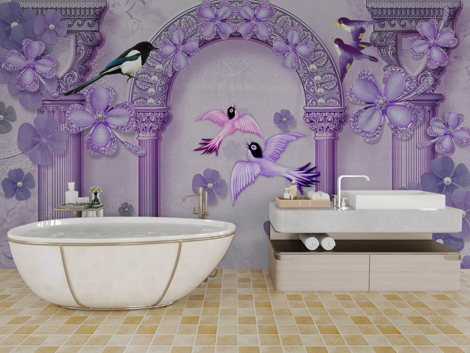 Fototapet Arc de flori în nuanțe de violet