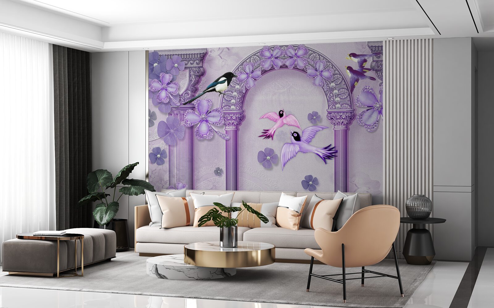 Fototapet Arc de flori în nuanțe de violet