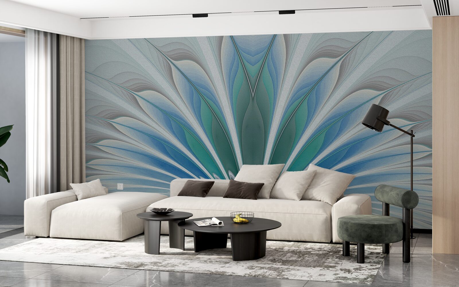 Fototapet penele albastre creează o abstracție