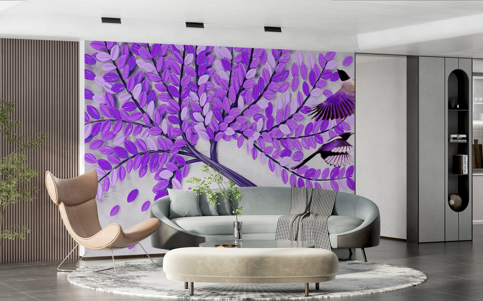 Fototapet Flori vii de liliac și pene de iarnă