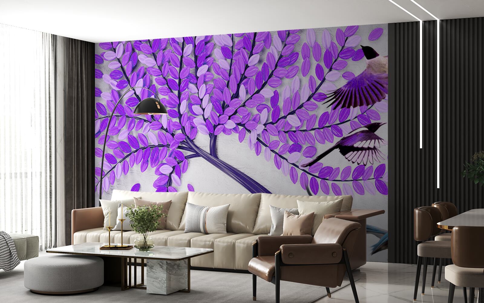 Fototapet Flori vii de liliac și pene de iarnă