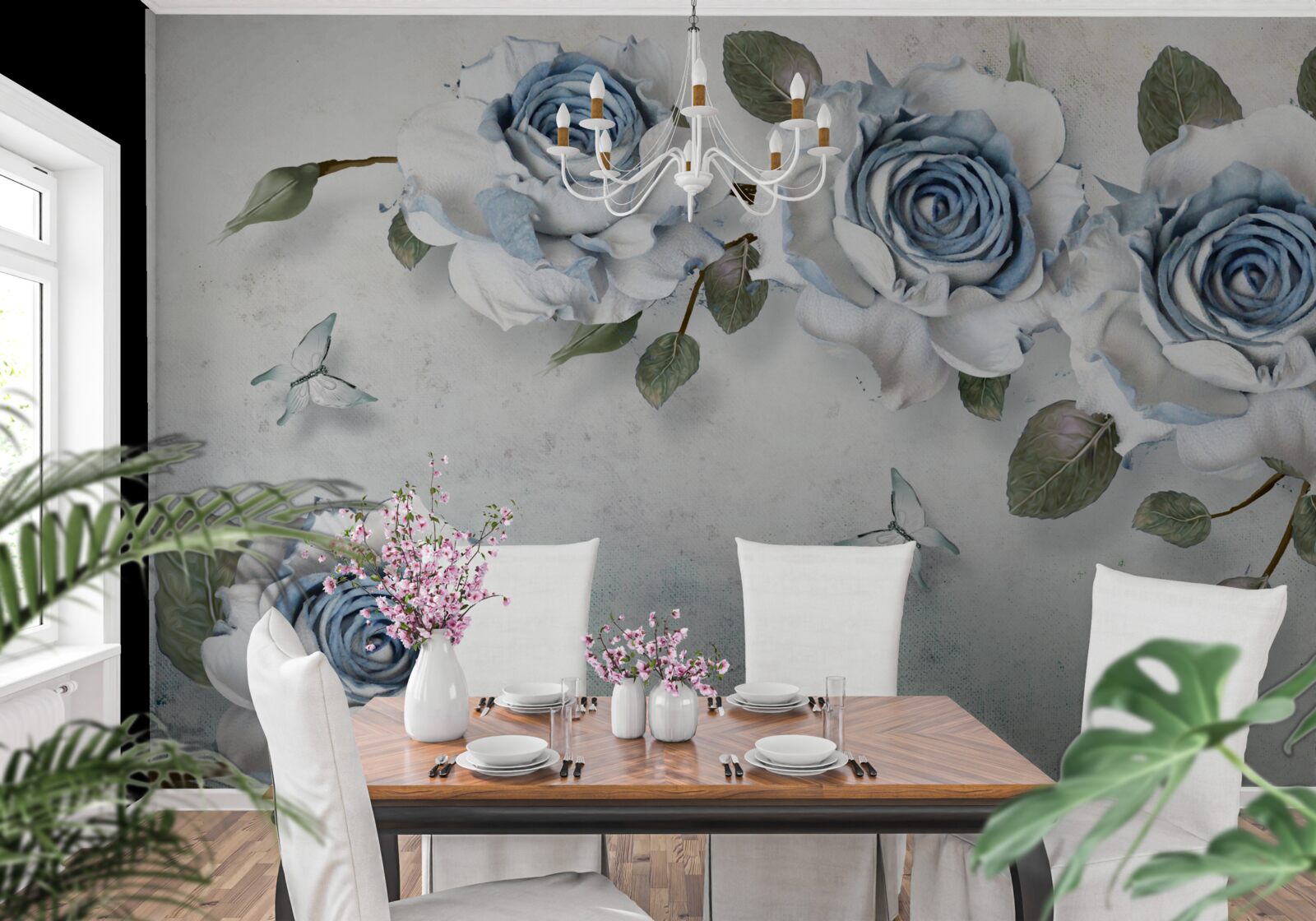 Fototapet muguri impresionanți, albi ca zăpada, cu un centru albastru