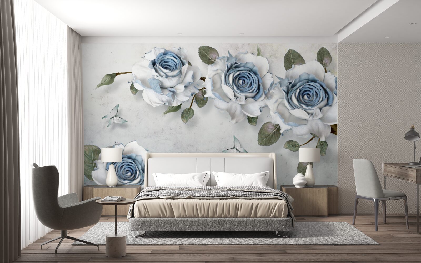 Fototapet muguri impresionanți, albi ca zăpada, cu un centru albastru