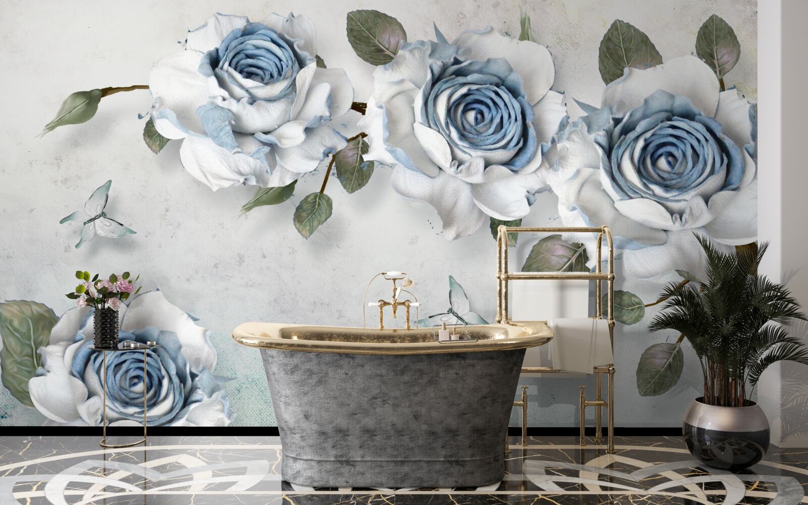 Fototapet muguri impresionanți, albi ca zăpada, cu un centru albastru