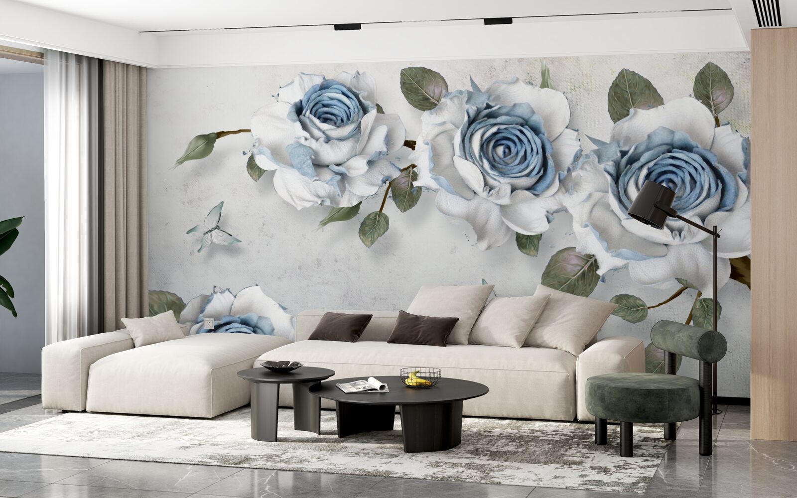 Fototapet muguri impresionanți, albi ca zăpada, cu un centru albastru