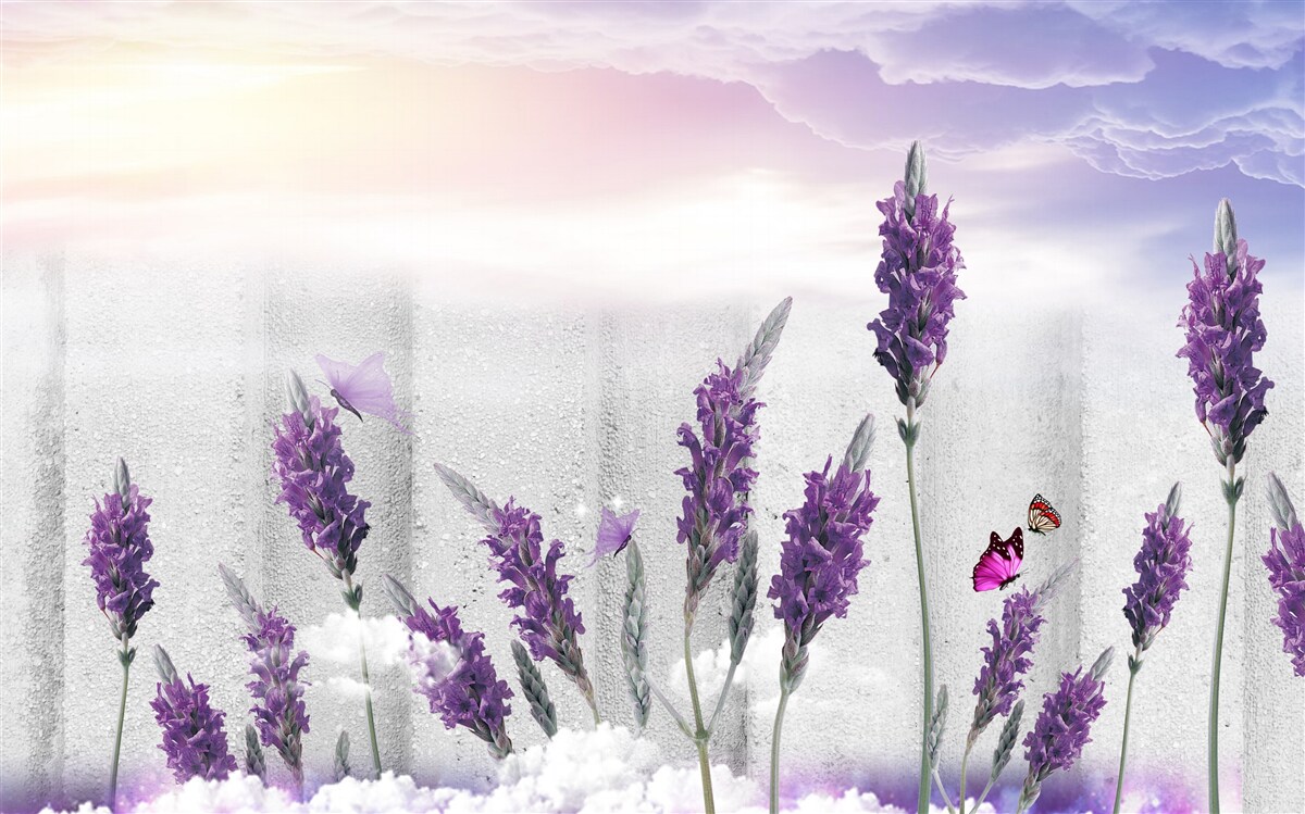 Fototapet fundal celestial cu nuanțe abstracte de lavandă