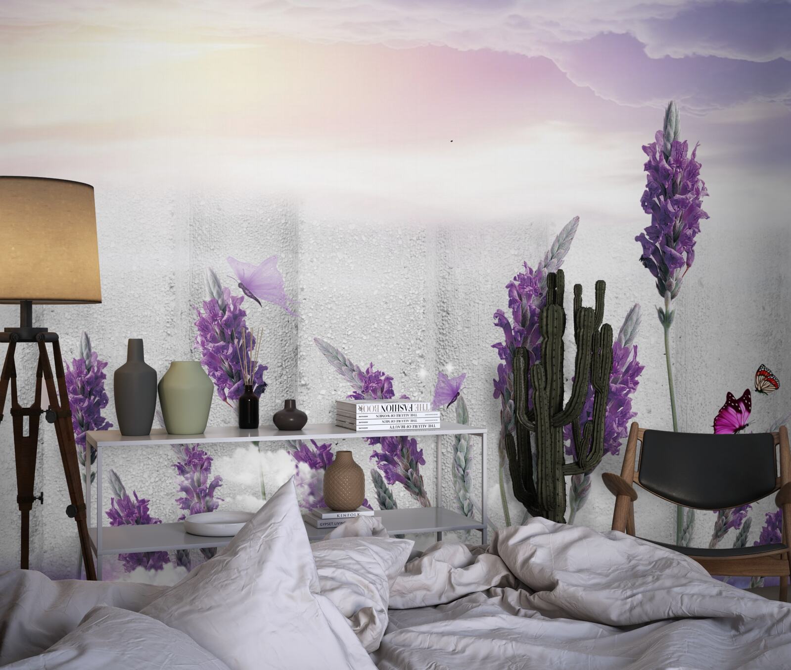 Fototapet fundal celestial cu nuanțe abstracte de lavandă