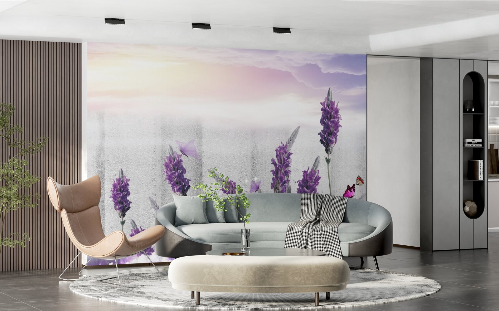 Fototapet fundal celestial cu nuanțe abstracte de lavandă