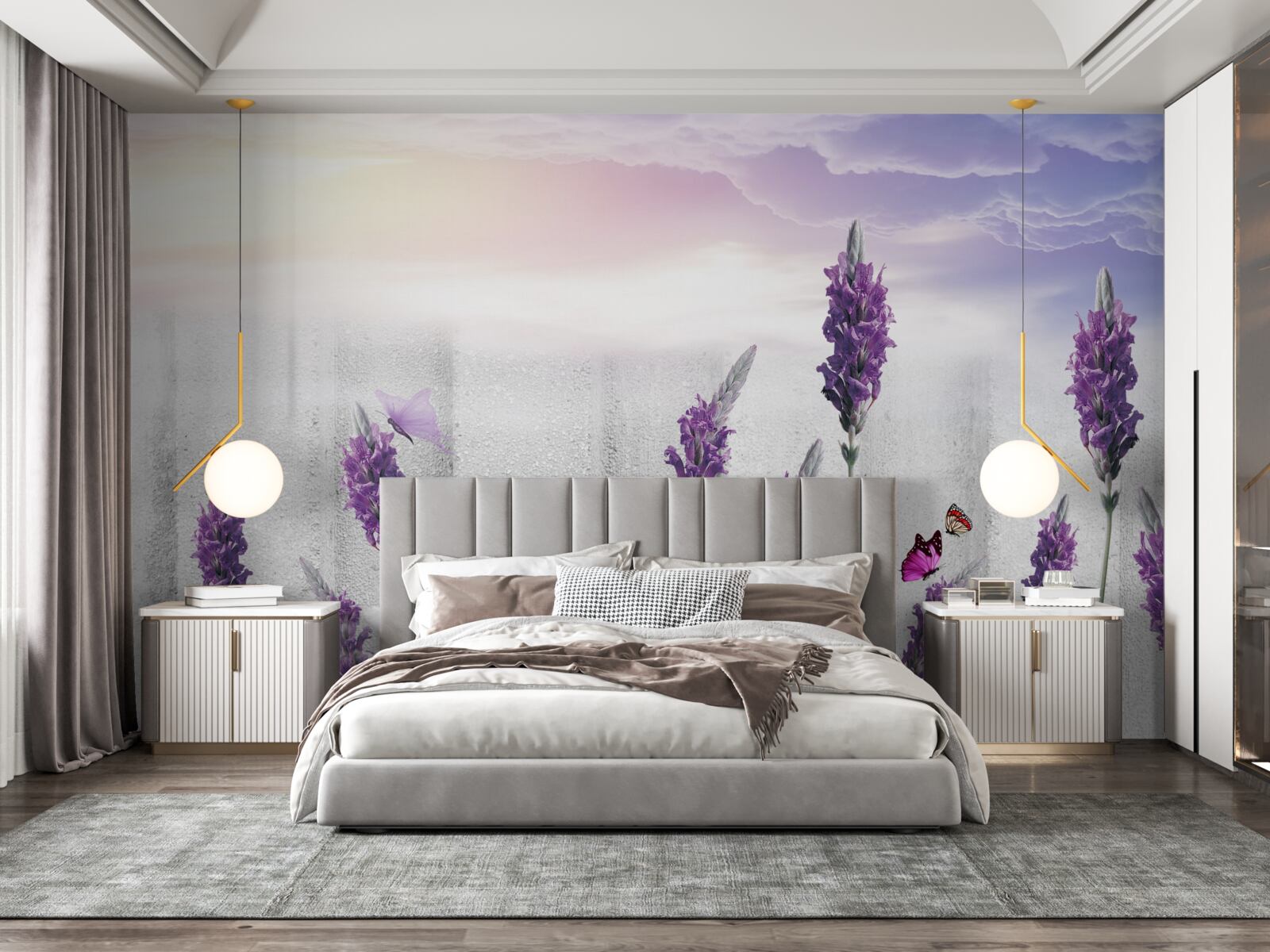 Fototapet fundal celestial cu nuanțe abstracte de lavandă