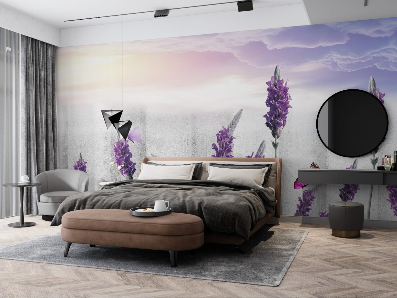 Fototapet fundal celestial cu nuanțe abstracte de lavandă