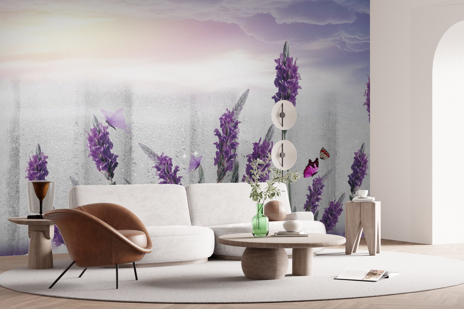 Fototapet fundal celestial cu nuanțe abstracte de lavandă