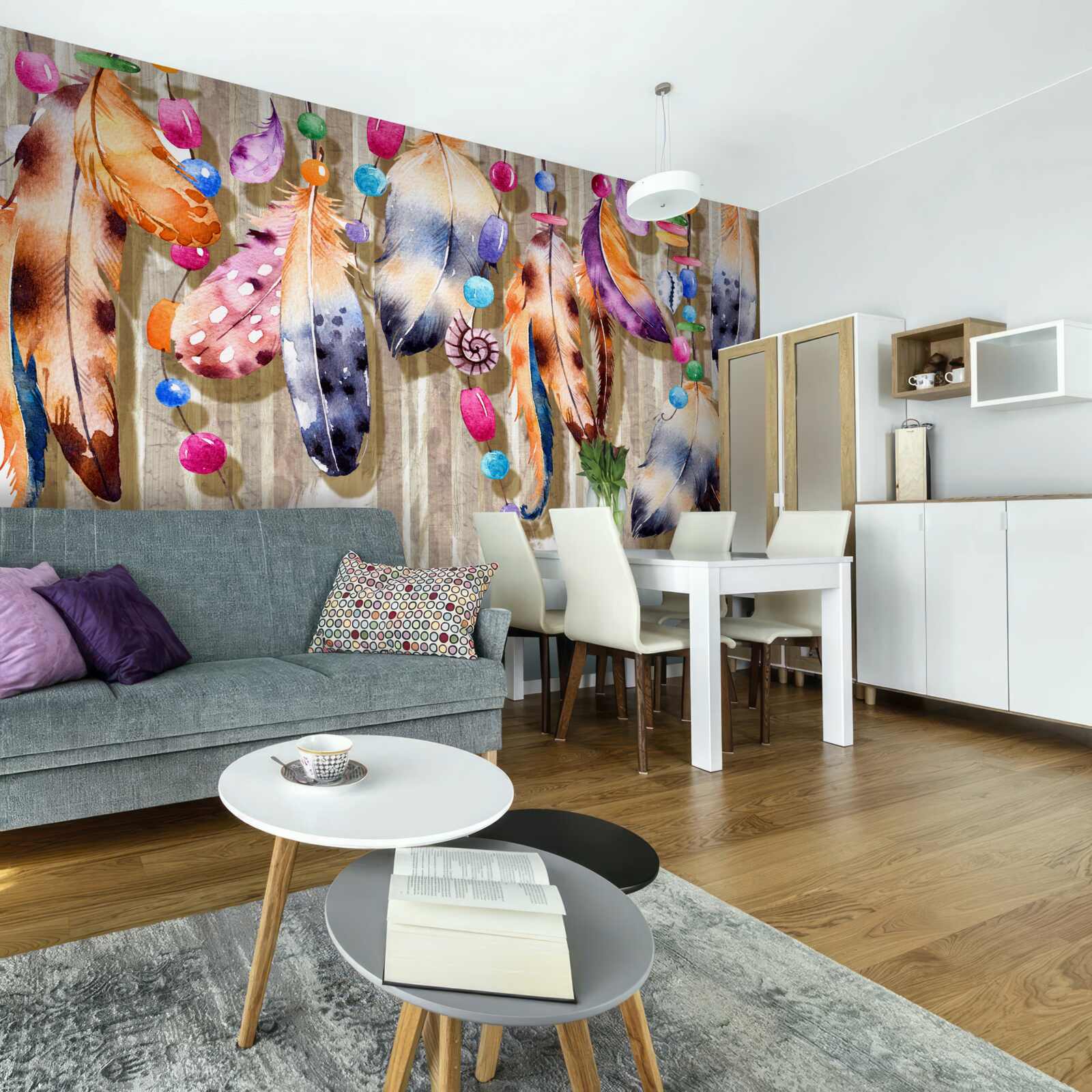 Fototapet pene neobișnuite în diferite culori