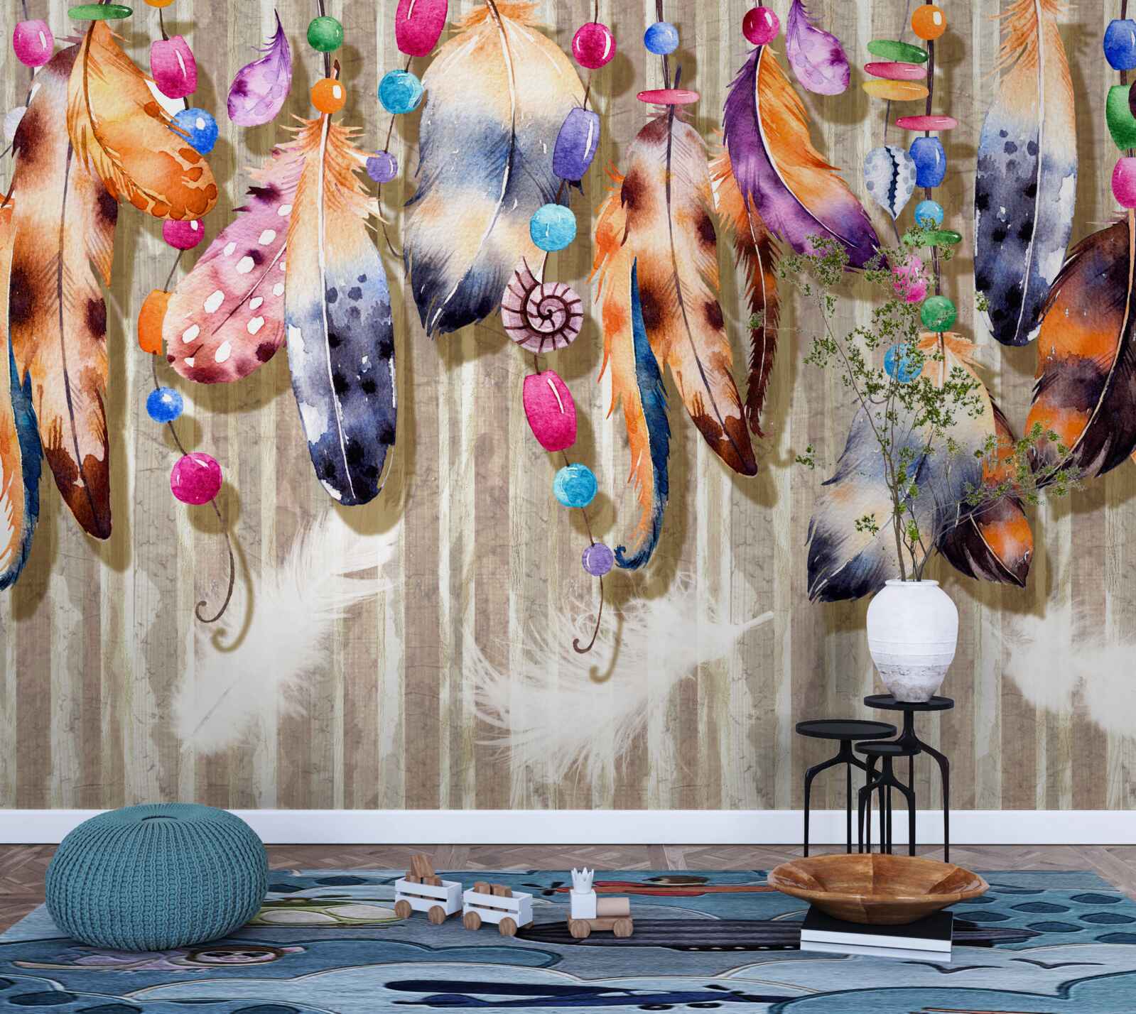 Fototapet pene neobișnuite în diferite culori