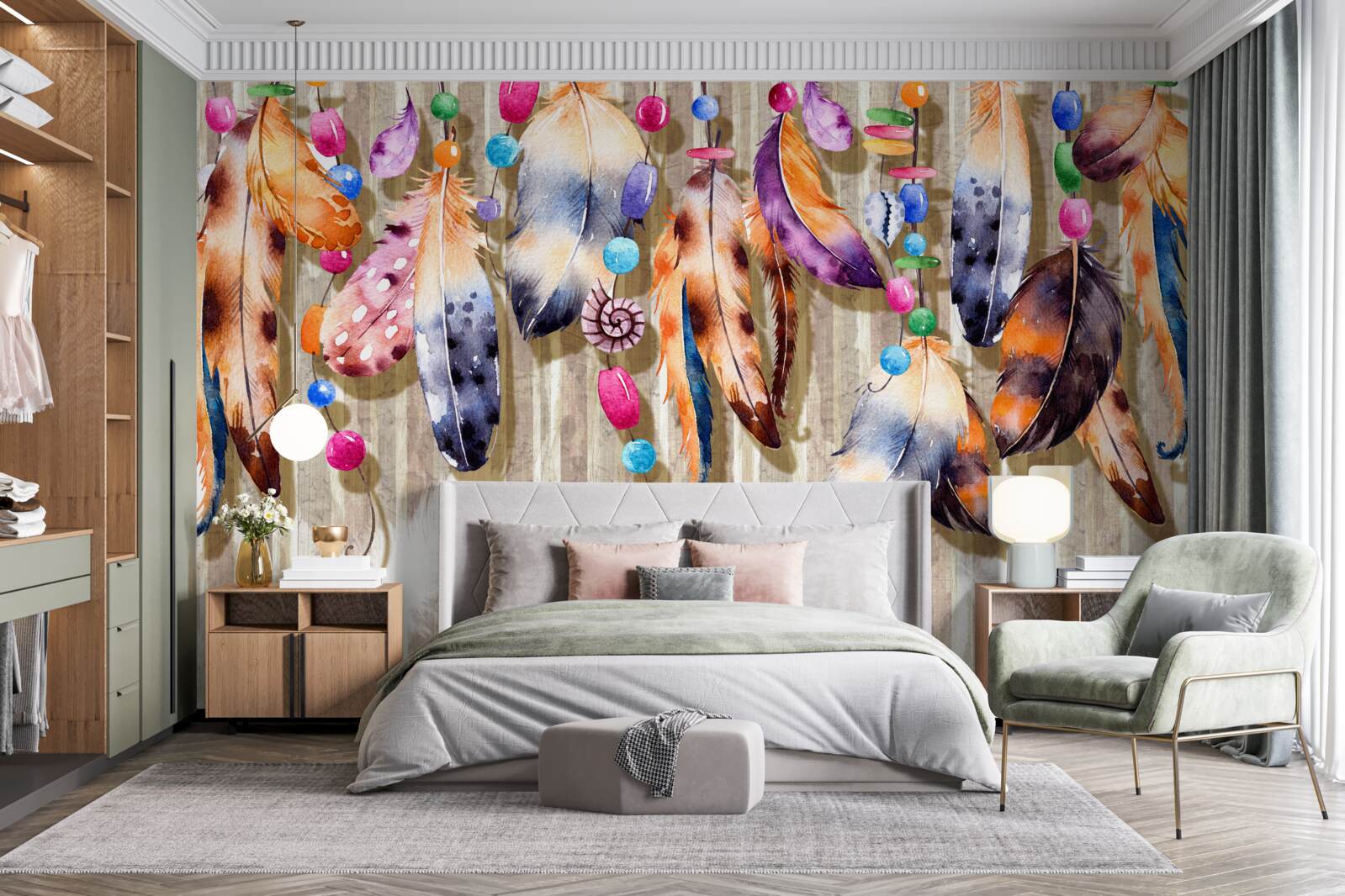 Fototapet pene neobișnuite în diferite culori