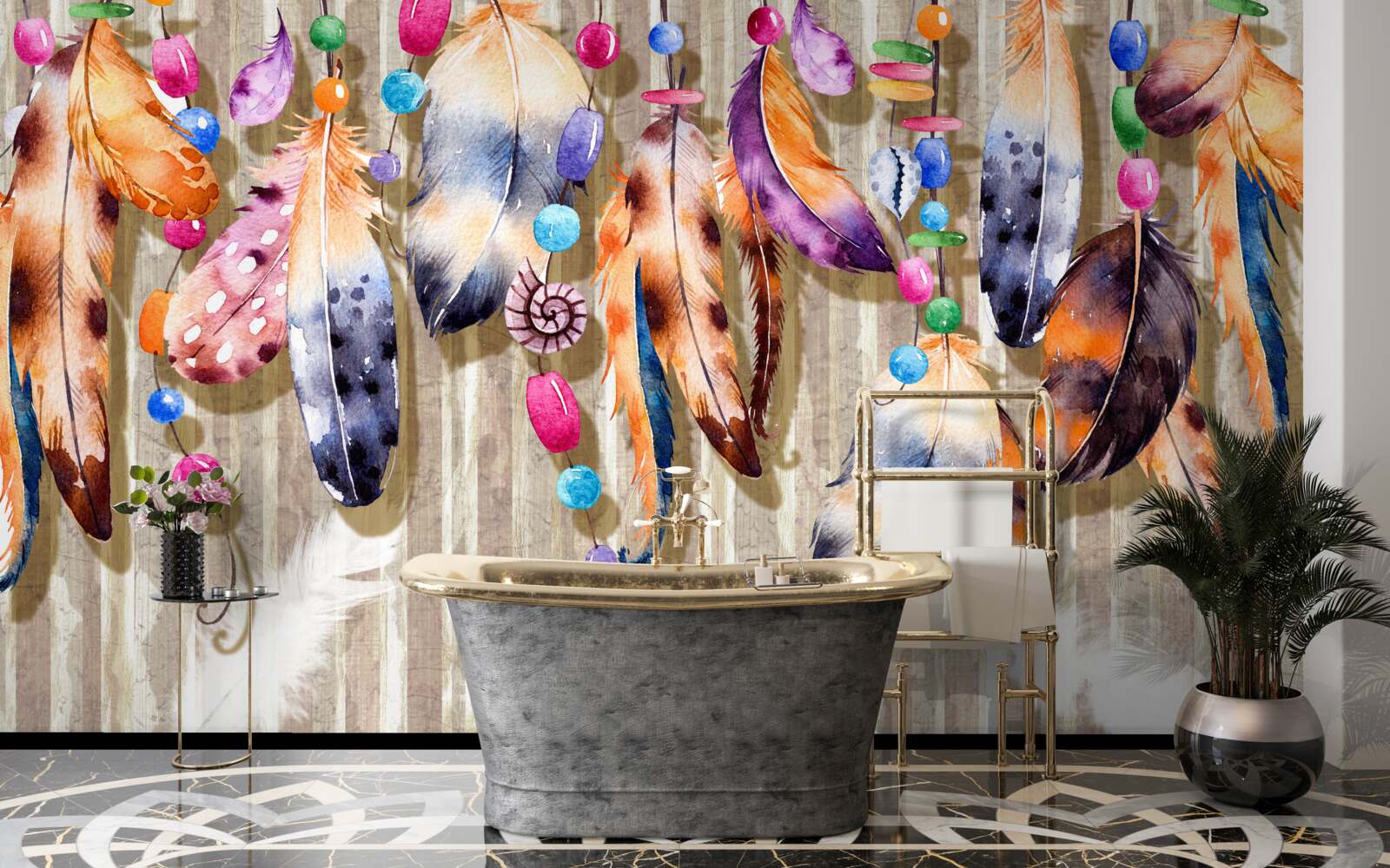 Fototapet pene neobișnuite în diferite culori