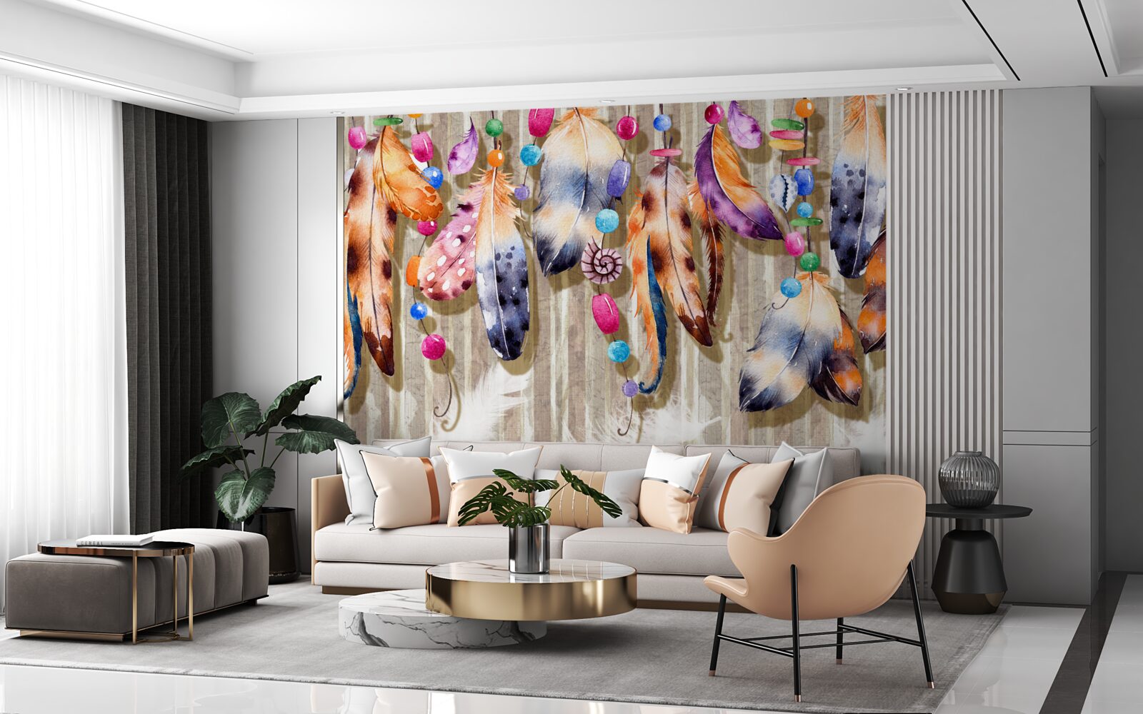 Fototapet pene neobișnuite în diferite culori