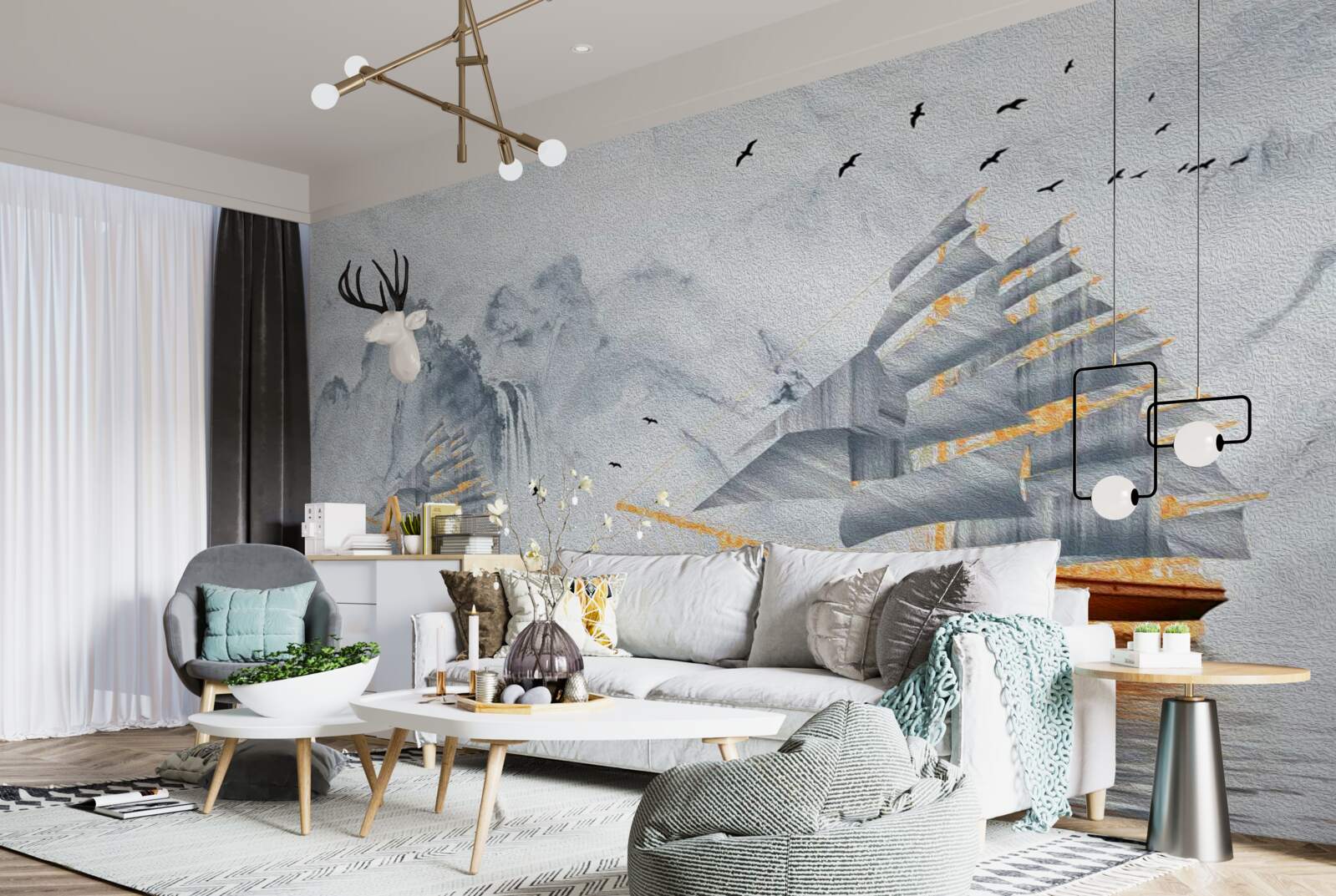 Fototapet o navă pitorească iese din port