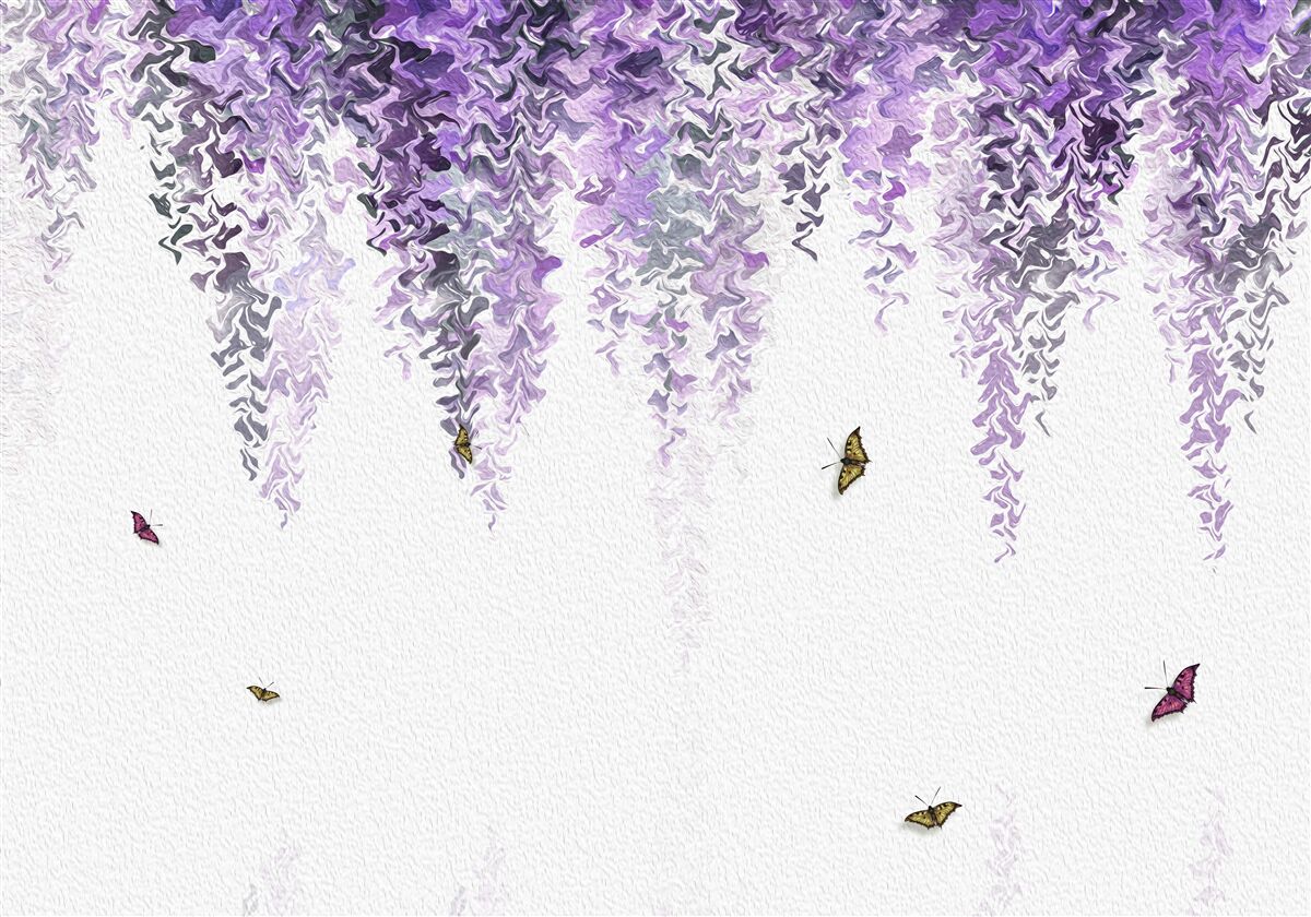 Fototapet reflecție a florilor de liliac în apă