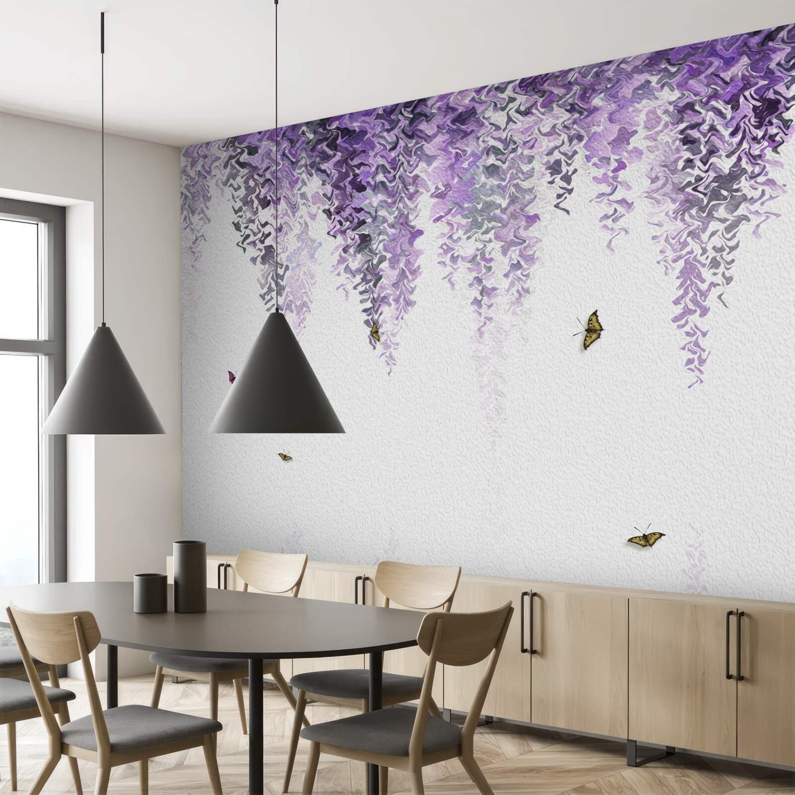 Fototapet reflecție a florilor de liliac în apă