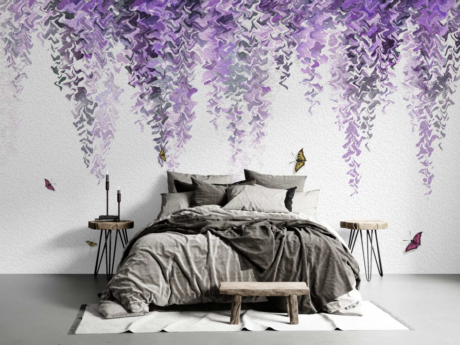 Fototapet reflecție a florilor de liliac în apă